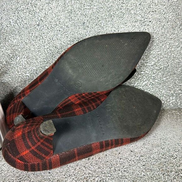 Metaphor Red Plaid Fleece Kitten Heels With Bow Size 6 Holiday Winter - Picture 6 of 7